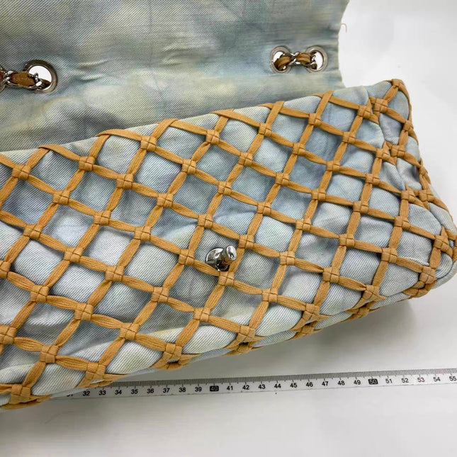 Chanel Jumbo Canebiers Net Knots Flap Blue Denim