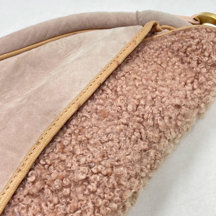 Dior Saddle Vintage Shoulder Bag Medium Shearling and Ostrich Leather Pink