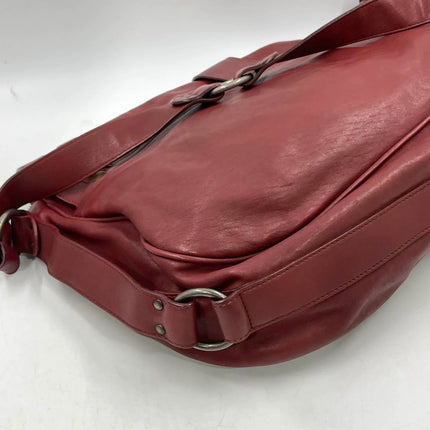 Dior Vintage Gaucho XL Red Leather Crossbody Bag 42cm
