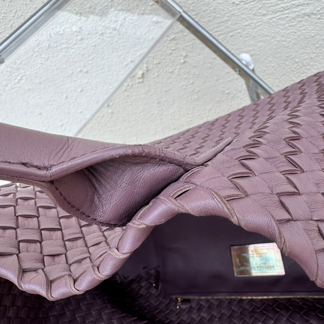 Sold Bottega Veneta Cabat Large Intreccio Leather Tote Bag Dark Lavender Purple 40-43cm