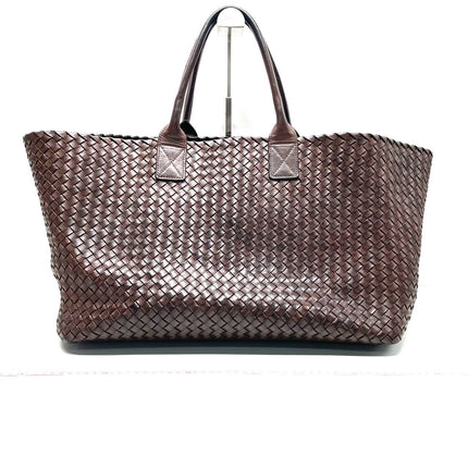 Sold Bottega Veneta Cabat Large Intreccio Leather Tote Bag Dark Chocolate Brown