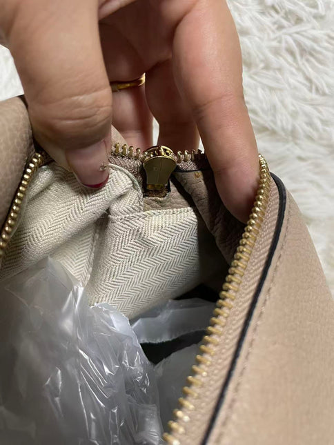 Loewe Puzzle Medium Sand Beige Calfskin Leather Bag Brown Strap
