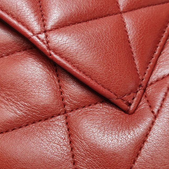 Chanel Diana CC Flap Bag Large Red Lambskin Leather 2014-2015