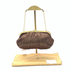 Louis Vuitton Brown Monogram Satin Aumoniere Evening Clutch Bag