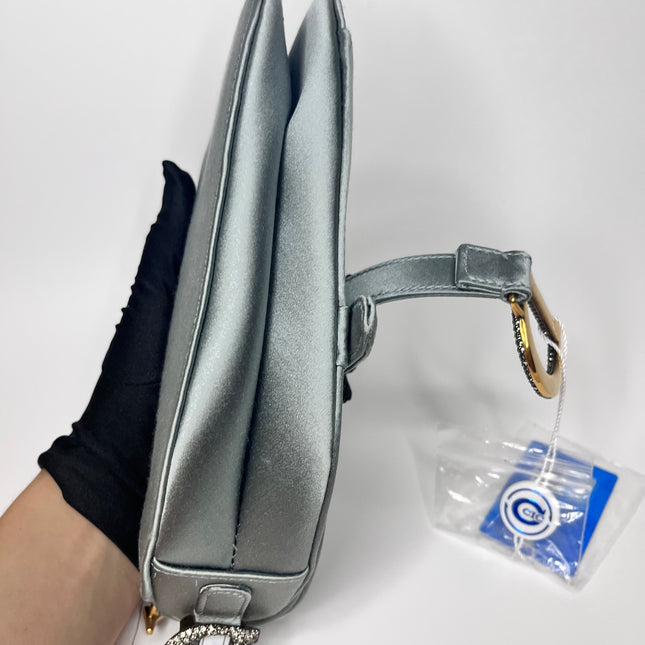 Sold Dior Saddle Mini Silk Greyish Blue with crystals
