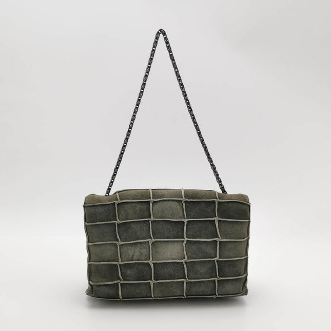 Sold Chanel 2.55 Flap Bag Vintage Chocolate Bar 1997 Medium Suede Green