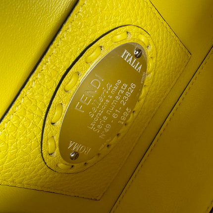 Fendi Baguette Mini Selleria Lemon Yellow Calfskin Leather Crossbody Bag