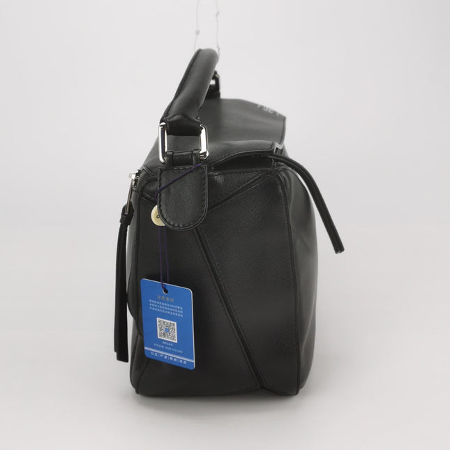 Loewe Puzzle Medium Black Smooth Leather White Logo 2016