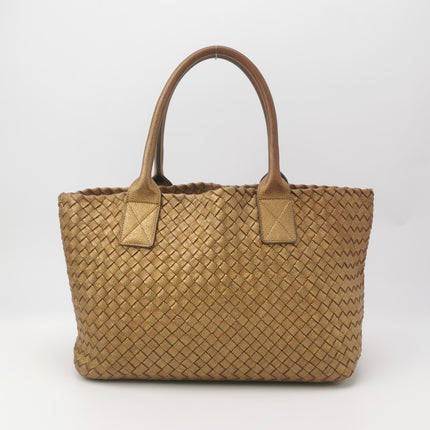 Bottega Veneta Cabat PM Intreccio Leather Tote Bag Gold 32cm
