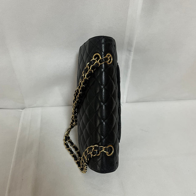 Chanel Classic Flap Medium Black Caviar Leather with 24k Gold Hardware, 2008