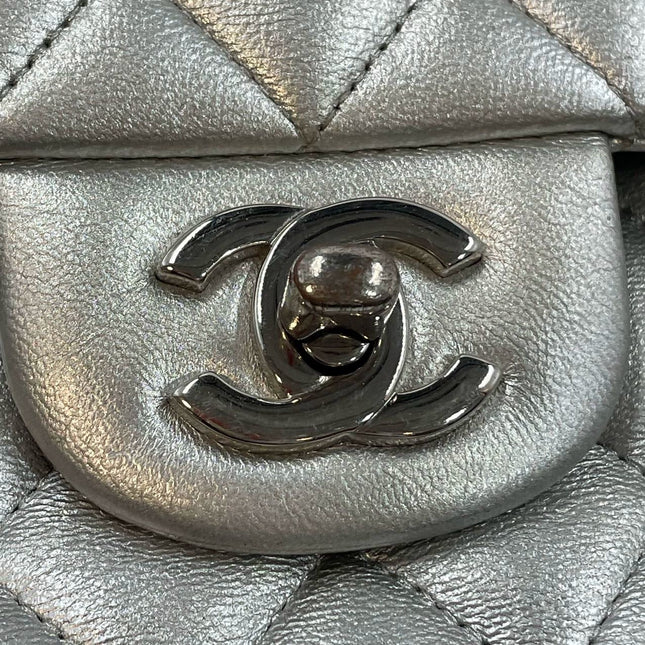 Sold Chanel Classic Flap 2010 Silver Lambskin Leather