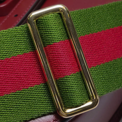 Gucci Bamboo 1947 Small Ancora Red Burgundy Calfskin Leather Top Handle Bag