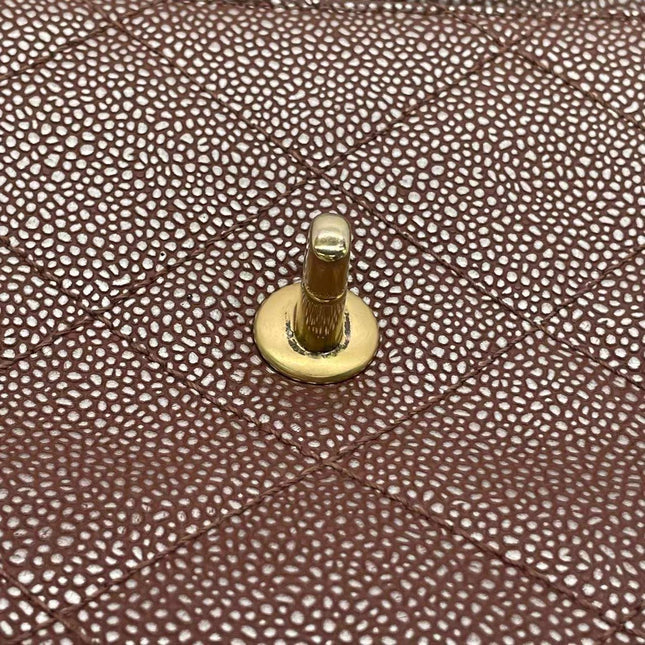 Chanel Vintage Medium Iridescent Brown Caviar Leather Shoulder Bag Gold Hardware