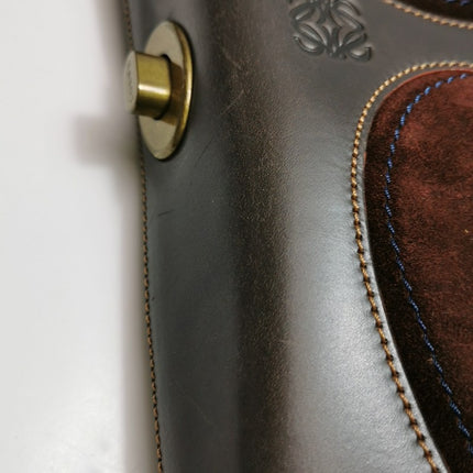 Loewe Shoulder Bag Suede and Leather Dark Brown