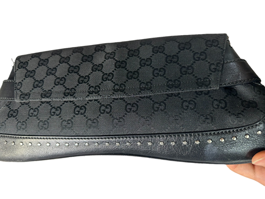Sold Gucci Horsebit 1955 Cloth Black Monogram Shoulder bag