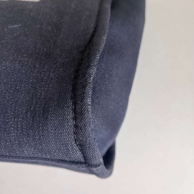 Sold Chanel Deauville Tote 2016 Medium Navy Denim Top Handle Shoulder Bag