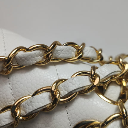 Chanel Classic Flap Medium 2010 White Caviar Leather Gold Hardware