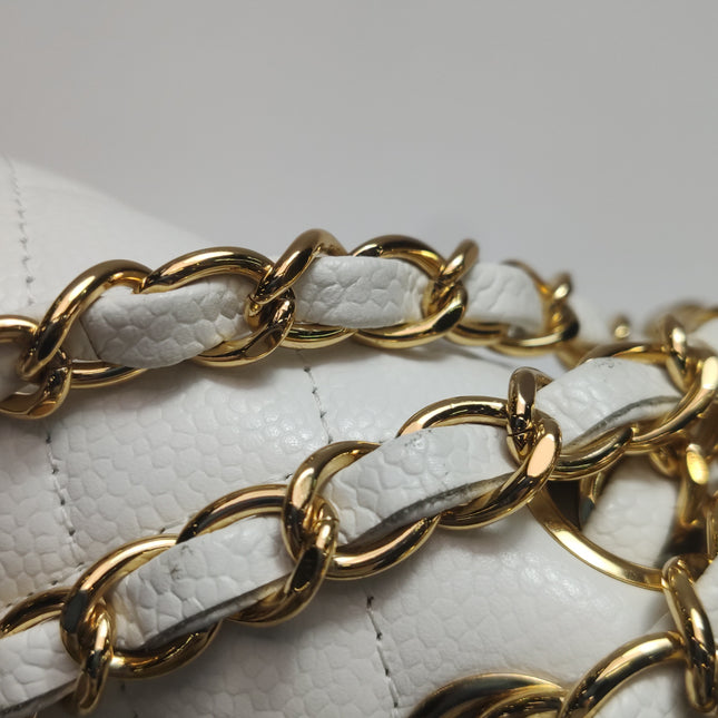 Chanel Classic Flap Medium 2010 White Caviar Leather Gold Hardware
