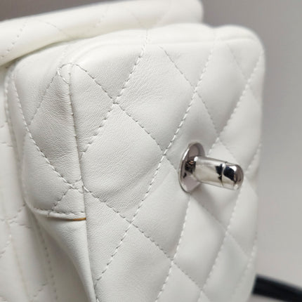 Chanel Cambon Multi-pocket Ligne Reporter Bag Large White Calfskin Leather