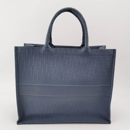 Christian Dior Book Tote Large Blue Calfskin Leather Oblique
