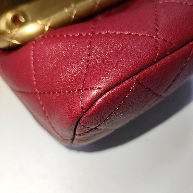 Chanel Kiss Lock Clasp Bag Super Mini Red Lambskin Leather Gold-tone Hardware, 2020