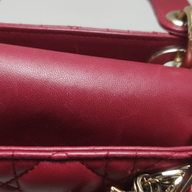 Lady Dior Small My Abcdior Burgundy Lambskin Cannage Leather Gold Hardware 2017
