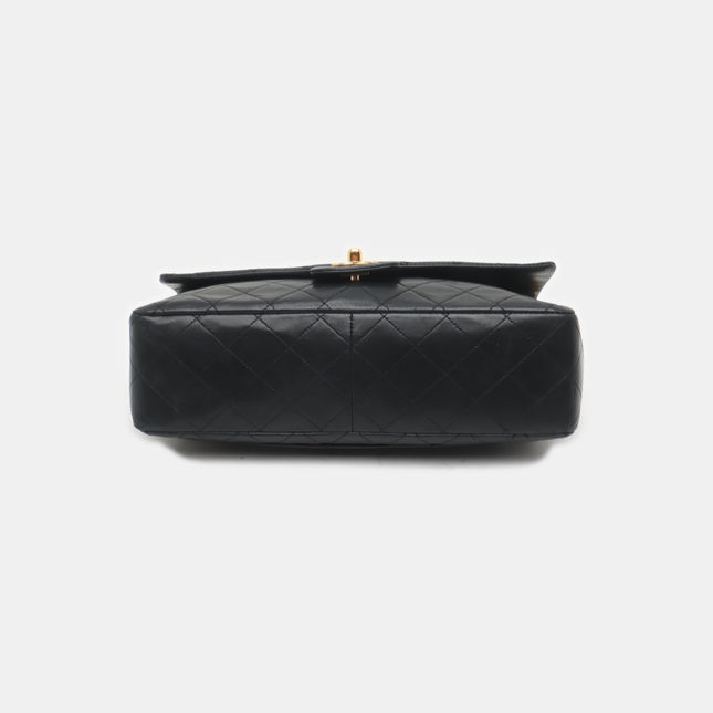 Chanel Classic Flap Vintage Large Black Lambskin Leather with 24k Gold Hardware, 1989-1991