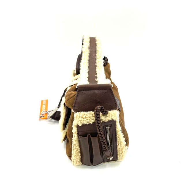Dior Flight Medium Shoulder Bag Tan Brown Shearling