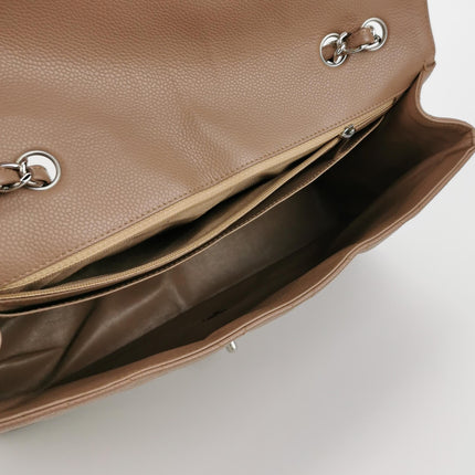 Chanel Classic Flap Jumbo 2009 Coffee Brown Caviar Leather Single Flap Silver Hardware