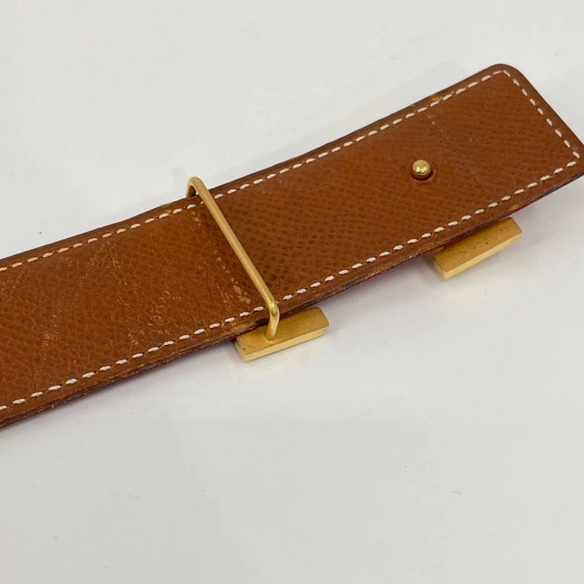 Hermès Constance H Belt Red and Gold Clemence Leather Size 70