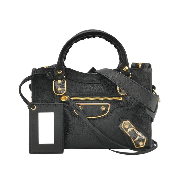 Balenciaga City Bag Black with Gold hardware Mini Crossbody Bag-Luxbags