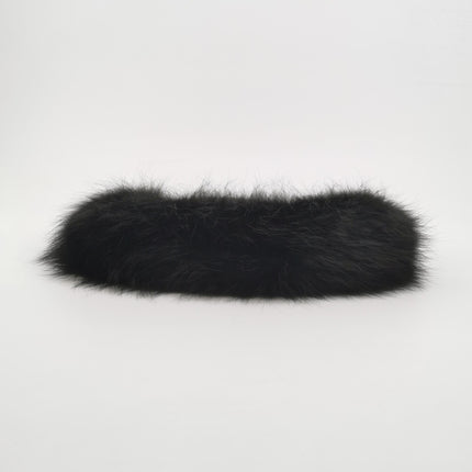 FENDI O Lock Black Leather and Faux Fur Shoulder Bag