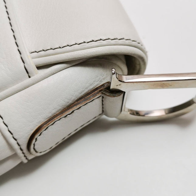 Dior Saddle Vintage Leather White with Silver Hardware