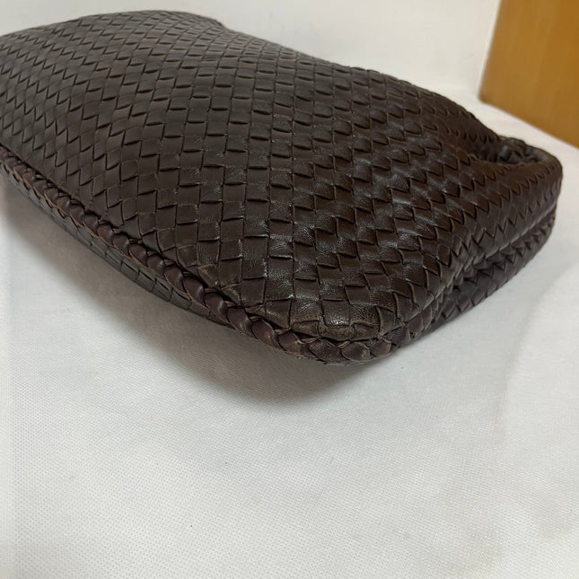 Bottega Veneta Veneta Hobo Intrecciato Dark Chocolate Brown Medium Lambskin Leather 47cm