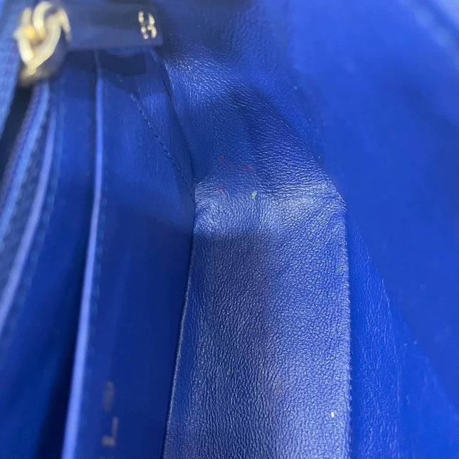 Chanel Classic Flap Mini 2013 Blue Silk Satin Gold Hardware