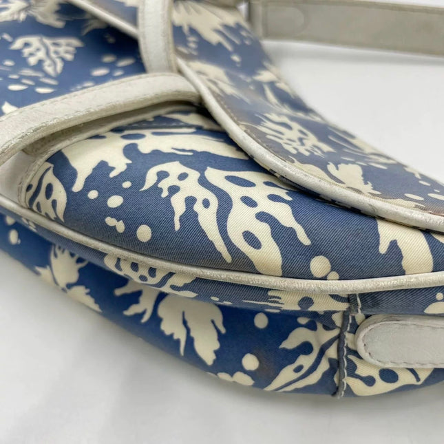 Dior Saddle Surf Chick Vintage John Galliano Blue White Shoulder Bag