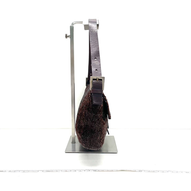 Sold Fendi Baguette Vintage Dark Chocolate Brown Glitter Beads