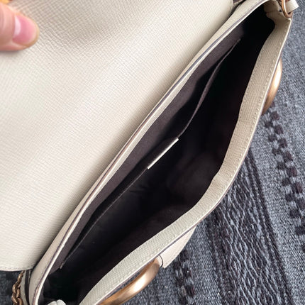 Gucci Horsebit 1955 Large White Leather Shoulder Bag
