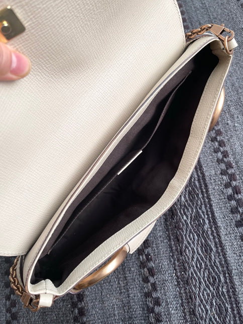 Gucci Horsebit 1955 Large White Leather Shoulder Bag