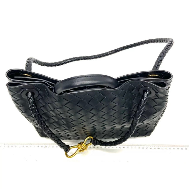 Bottega Veneta Andiamo Medium Black Intrecciato Leather Handbag