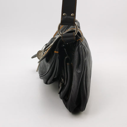 Dior Vintage Gaucho Large Black Leather Crossbody Bag