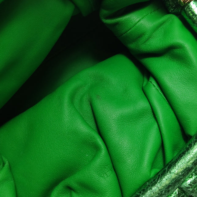 Bottega Veneta Pouch Mini Metallic Green Intrecciato Leather