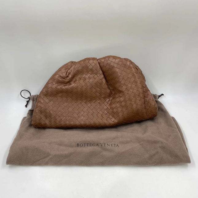 Bottega Veneta Pouch Large Intrecciato Milk Chocolate Brown Calfskin Leather