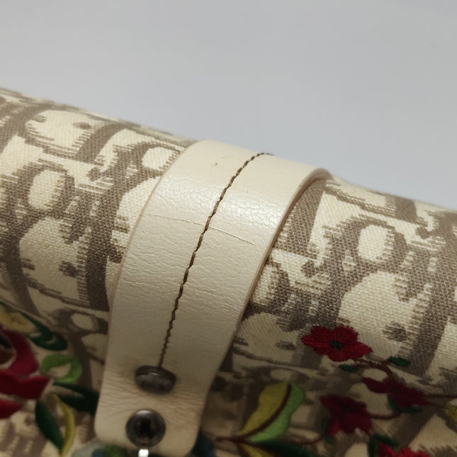 Dior Vintage Embroidered Diorissimo Bowler Bag Top White Monogram