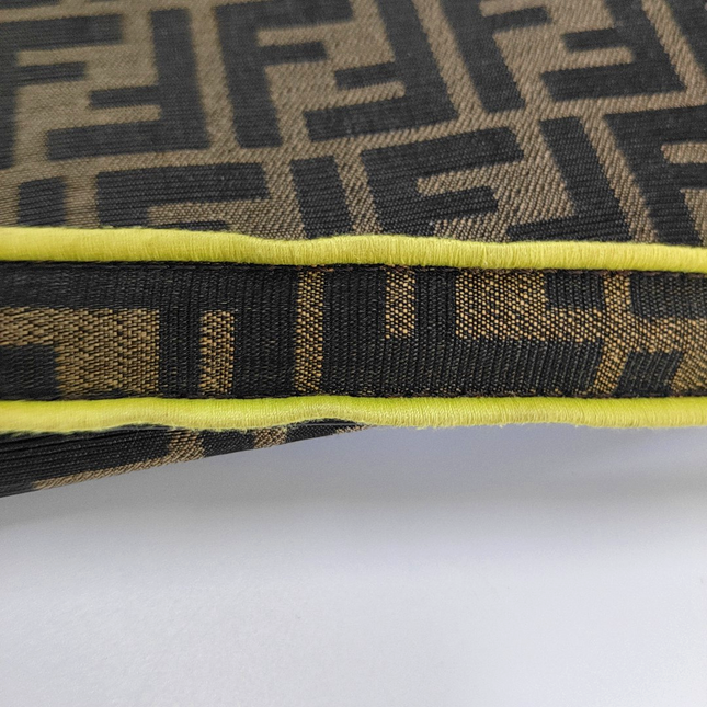 FENDI Baguette Zucca Monogram Canvas with Lime Neon trimming Crossbody Bag