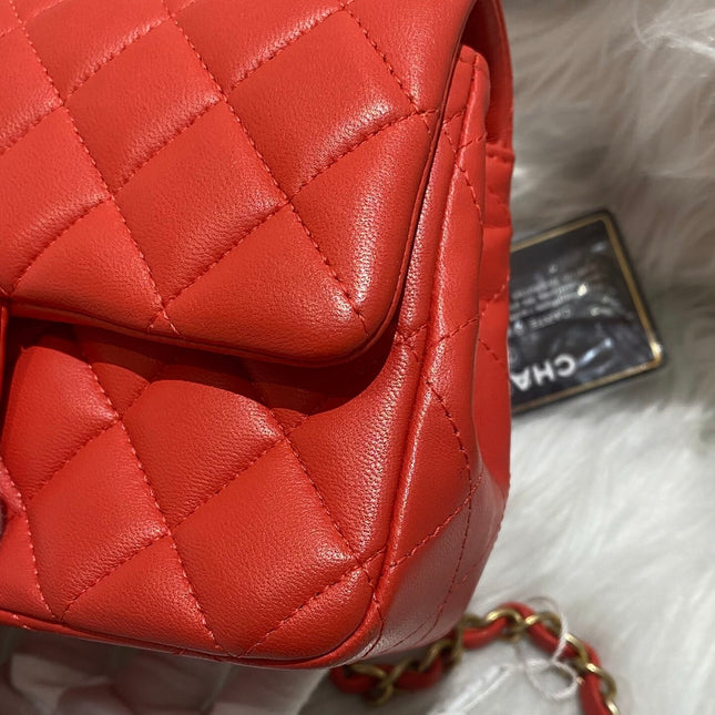 Chanel Classic Flap Mini 2019 Red Lambskin Leather Gold Hardware