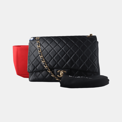 Chanel Classic Flap Maxi Black Lambskin Leather Double Flap with Gold Hardware, 2014-2015