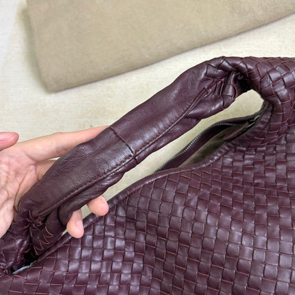 Bottega Veneta Veneta Hobo Burgundy Wine Intreciatto Leather Bag Large 48cm