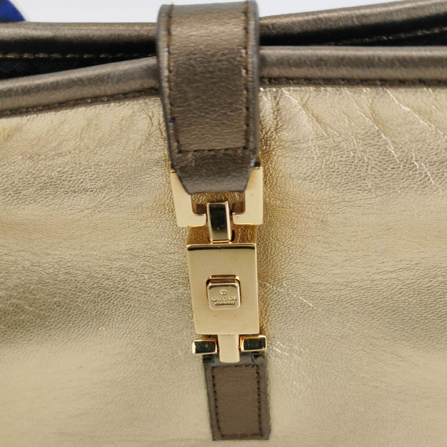 Gucci Jackie Vintage Mini Gold Lambskin Leather Brown Calfskin Leather