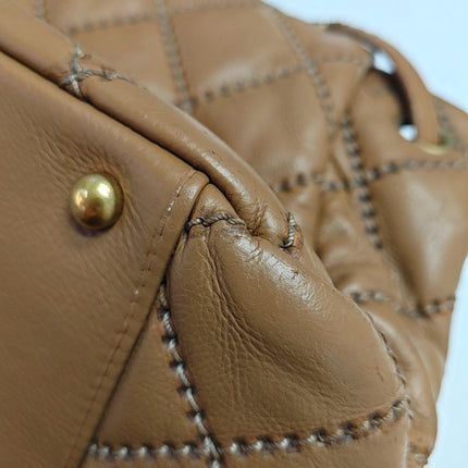 Chanel Double Stitch Retro Chain Accordion Flap Bag Brown Calfskin Leather